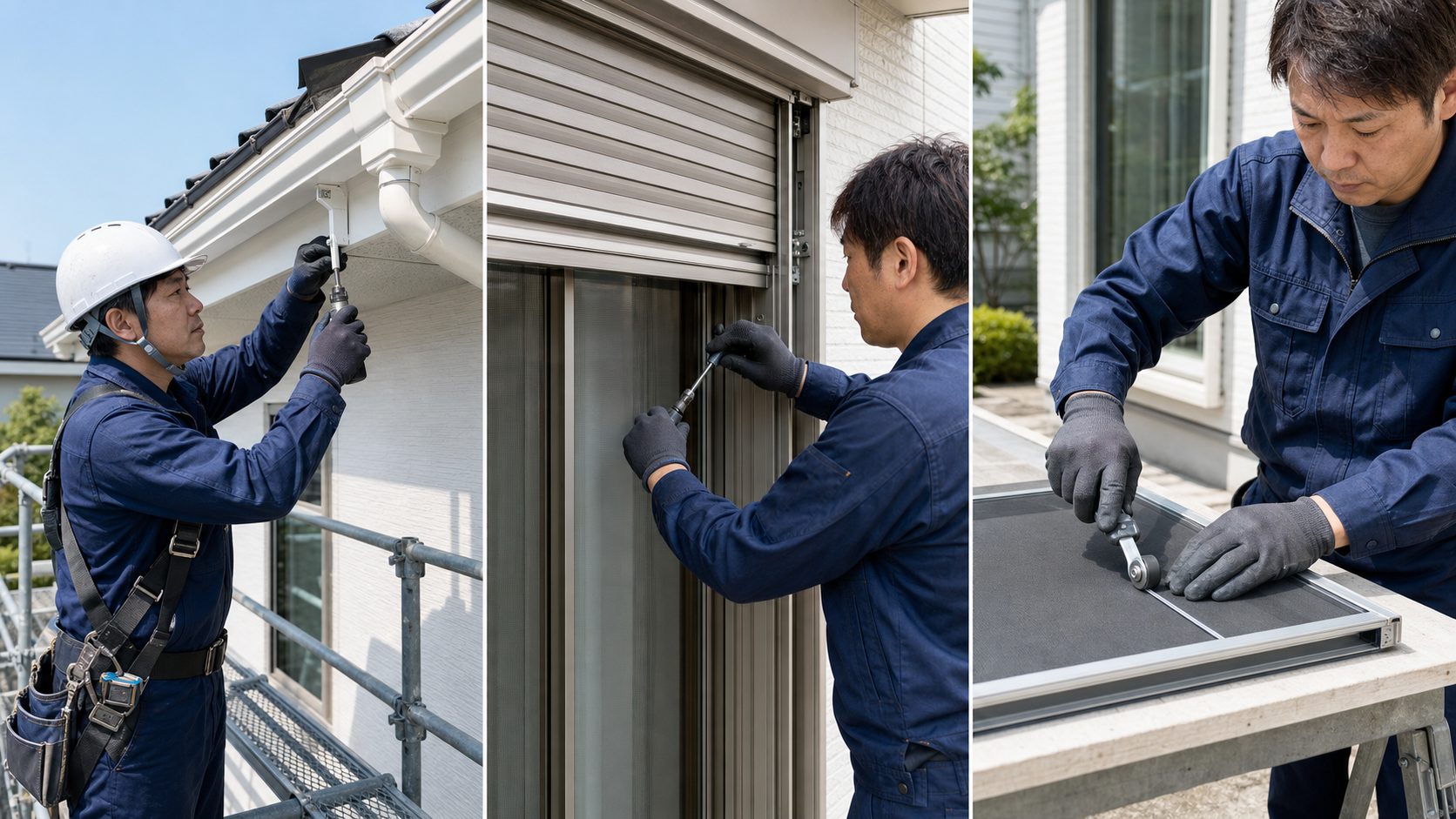 雨樋・雨戸・網戸を補修する作業のイメージ